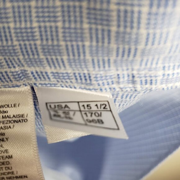 Brooks Brothers Button Up Shirt No Iron Regent Cotton White Blue Check Size 15.5 - Picture 5 of 6